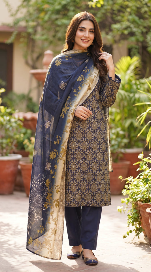 BUYEX - 3PCS UNSTITCHED PREMIUM LAWN SUIT #RWQ315
