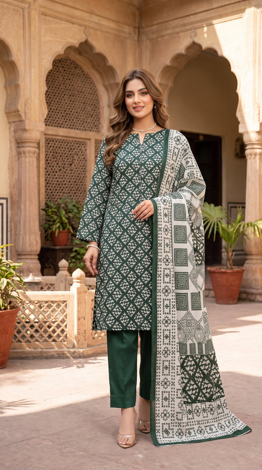 BUYEX - 3PCS UNSTITCHED PREMIUM LAWN SUIT #RWQ320