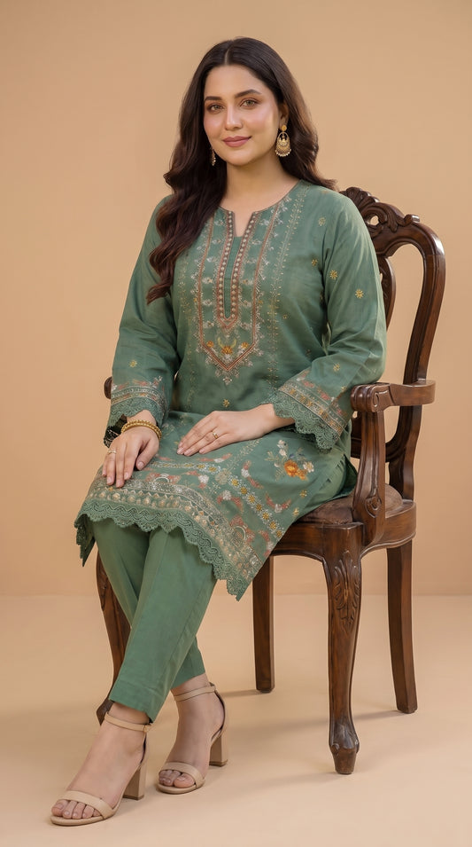 BUYEX - 2PCS EMBROIDERED UNSTITCHED LAWN SUIT #RWQ016
