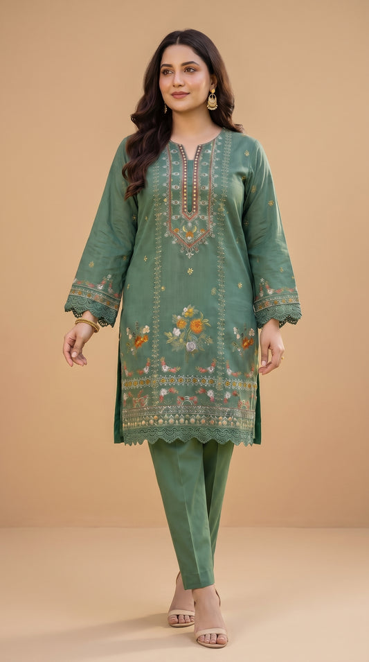 BUYEX - 2PCS EMBROIDERED UNSTITCHED LAWN SUIT #RWQ016