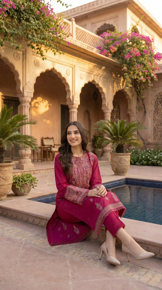 BUYEX - 2PCS EMBROIDERED UNSTITCHED LAWN SUIT #RWQ080