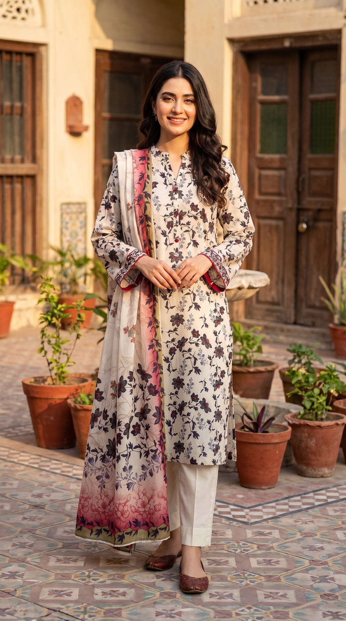 BUYEX - 3PCS UNSTITCHED PREMIUM LAWN SUIT #RWQ306