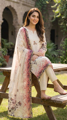 BUYEX - 3PCS UNSTITCHED PREMIUM LAWN SUIT #RWQ307