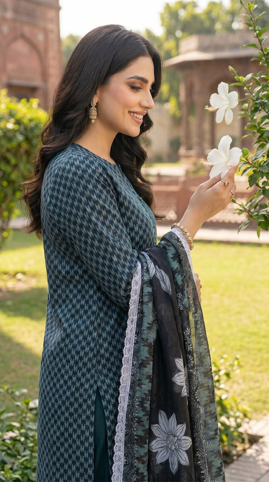 BUYEX - 3PCS UNSTITCHED PREMIUM LAWN SUIT #RWQ309
