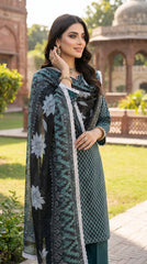 BUYEX - 3PCS UNSTITCHED PREMIUM LAWN SUIT #RWQ309