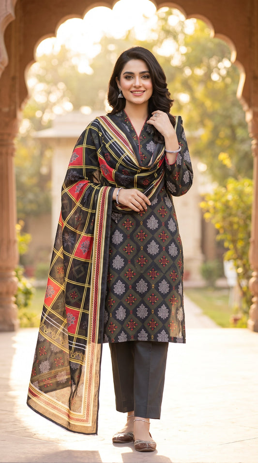 BUYEX - 3PCS UNSTITCHED PREMIUM LAWN SUIT #RWQ310