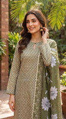 BUYEX - 3PCS UNSTITCHED PREMIUM LAWN SUIT #RWQ302