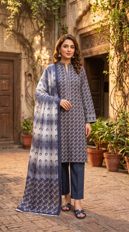 BUYEX - 3PCS UNSTITCHED PREMIUM LAWN SUIT #RWQ301