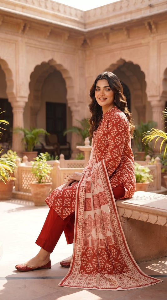 BUYEX - 3PCS UNSTITCHED PREMIUM LAWN SUIT #RWQ311
