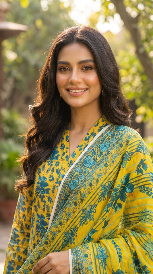 BUYEX - 3PCS UNSTITCHED PREMIUM LAWN SUIT #RWQ313