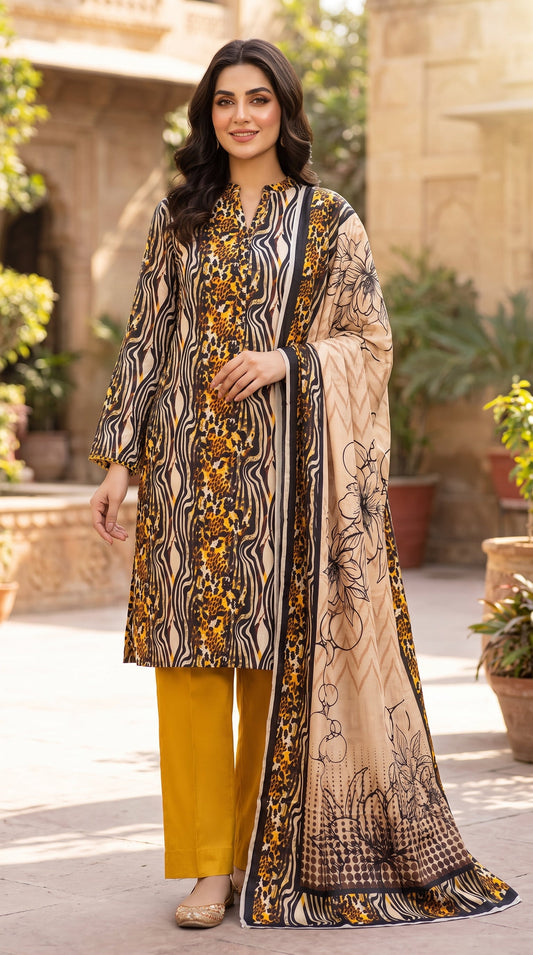 BUYEX - 3PCS UNSTITCHED PREMIUM LAWN SUIT #RWQ317