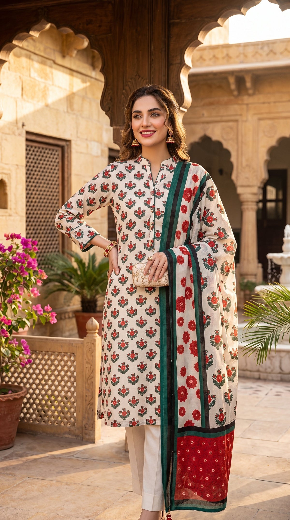 BUYEX - 3PCS UNSTITCHED PREMIUM LAWN SUIT #RWQ319