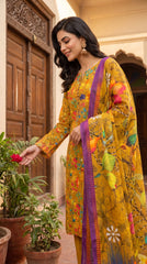 BUYEX - 3PCS UNSTITCHED PREMIUM LAWN SUIT #RWQ303