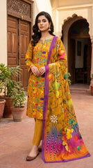 BUYEX - 3PCS UNSTITCHED PREMIUM LAWN SUIT #RWQ303